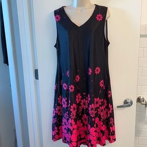 XL navy & Hot pink A-line dress with pockets